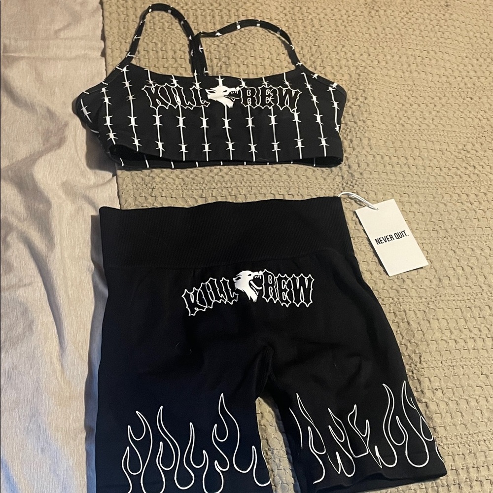 Kill Crew Black and White Flame Sports Set